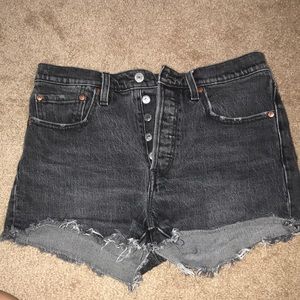 High Waisted Levi Black 501 Shorts